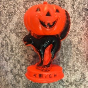 VTG Halloween blow mold black cat pumpkin NO PLUG